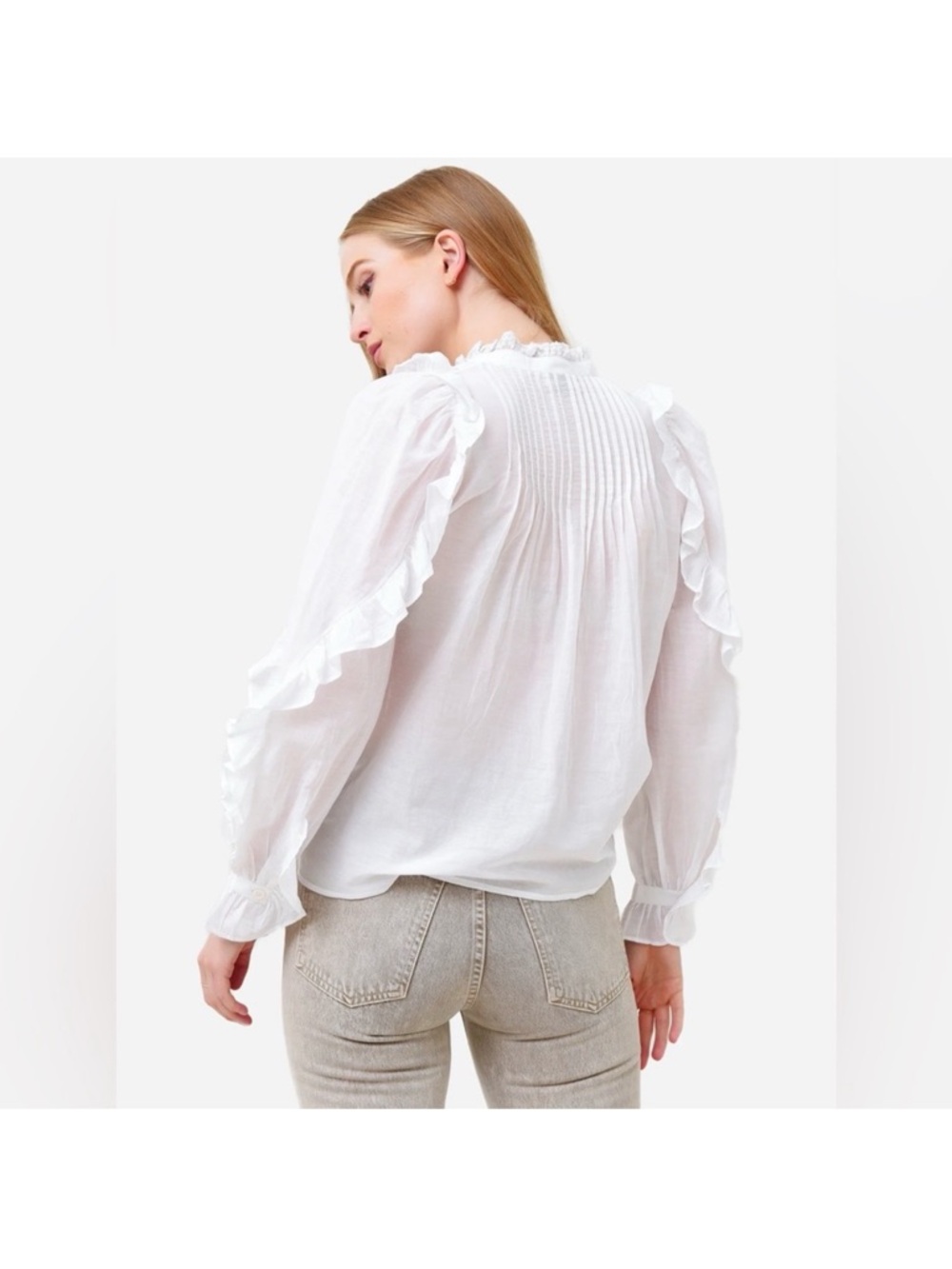 NWT $398 Zadig & Voltaire Timmy Tomboy Tunic White Ruffled Blouse Medium - Picture 6 of 16